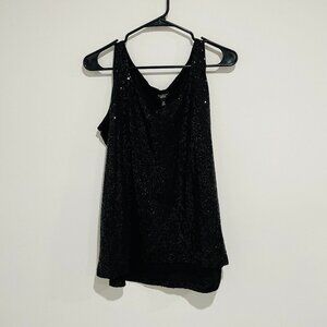 Talbots Black Sequin Top Size 1XP